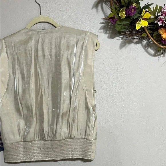RACHEL Rachel Roy Metallic Cream Sleeveless Blouse - Picture 4 of 9